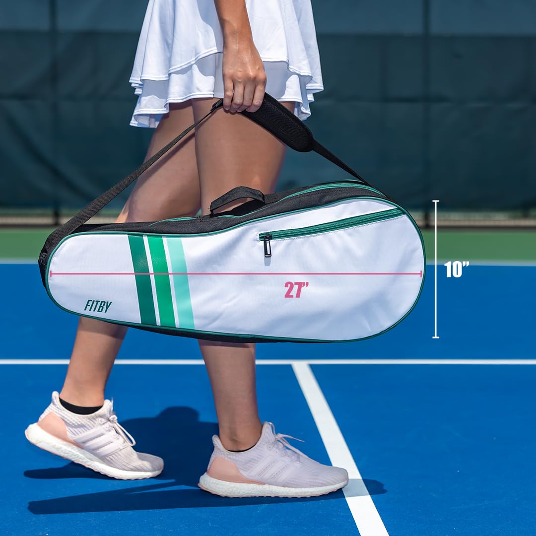 Tennis Bag for Men & Women - Lightweight Durable Racquet Bag with Adjustable Shoulder Strap & Side Pockets - Fits Multiple Racquets - Black Tennis Racket Cover (27" x 10")
