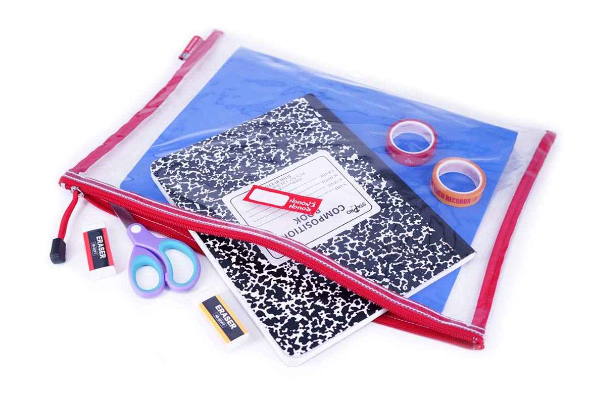 Rough Enough Plastic File Folder Clear Document Holder Bag Zipper Pouches Bags for Organizing A4 Paper Letter Office Teacher Art Supplies Storage