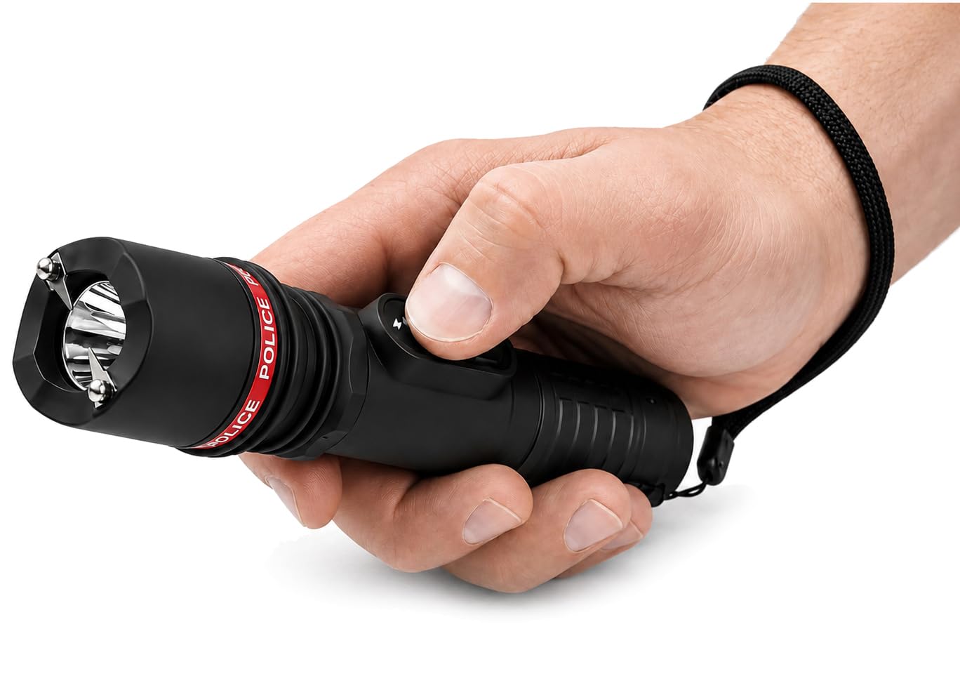 POLICE Stun Gun 305 - Rechargebale with LED Flashlight, Black