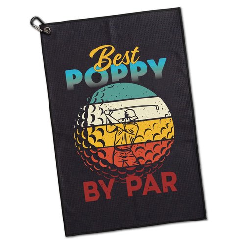 GEYGIE Best Poppy by Par Polyester and Cotton Blend Golf Towel, Funny Golf Towel Gifts and Golf Accessories for Men Dad Grandpa Father, Fathers Day Birthday Gift for Golf Lover Golfer Golf Fan, Black