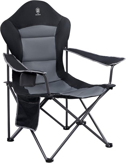 Ever Advanced Folding Camping Chair - High Back Padded Oversized Portable Lawn Chairs | Lightweight Steel, Black - 2 Pack
