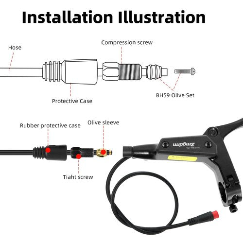 Hydraulic Disc Brake Set for E-bike, 4-Pistons 2-PIN Power-Off Pre-Bled with Mineral Oil Brakes Kit with 2Pcs 160mm 2.2mm Thick Rotors for eBike, Mountain Bike, Road Bike