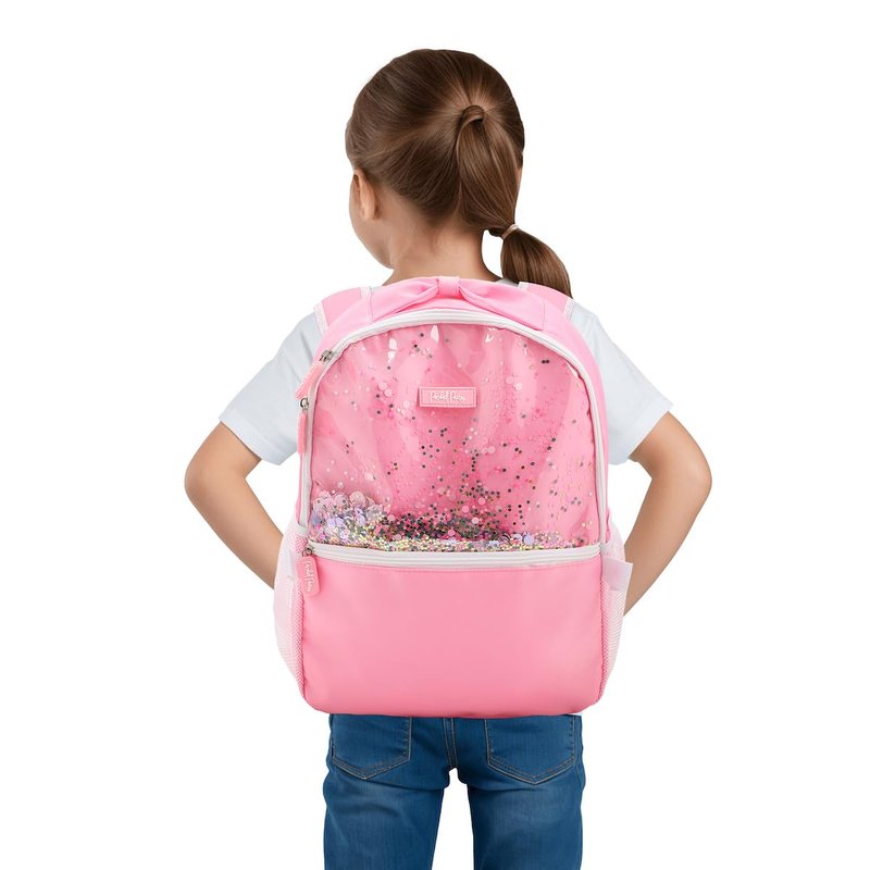 Packed Party Confetti Filled Pink 17" Backpack With Lunchbox