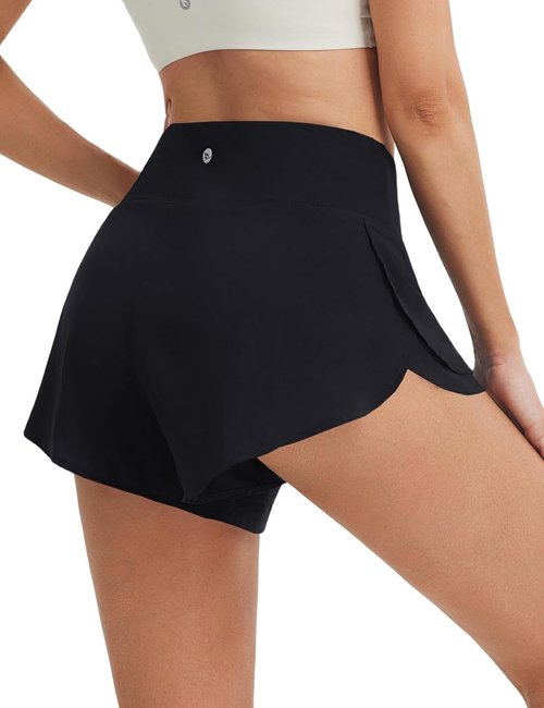 Baleaf Women's High Waisted Running Shorts - Quick Dry Lightweight Gym Shorts with Liner