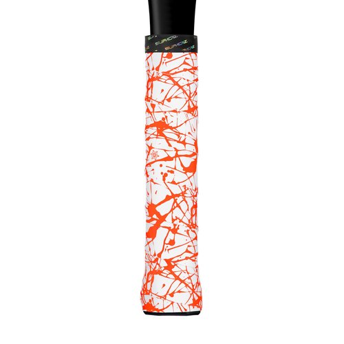 Supacaz Super Sticky Kush Neon Orange Splat Tennis Overgrip - Racket Dry Overwrap - Racquet Grip Tape - Over Grip Wrap - 3pk