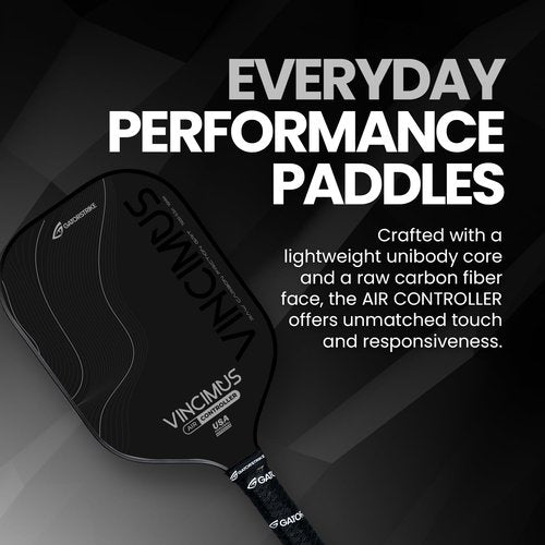 GATORSTRIKE Vincimus Air Controller T600 Pickleball Paddle, T600 Carbon Fiber Pickleball Paddle with Enhance PP Honeycomb 16mm Core, 8.1oz with GatorGrit Face (Grey)