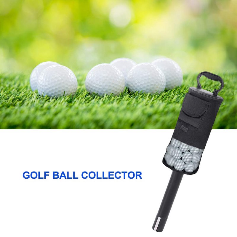 Number-one Golf Ball Collector, Golf Ball Shag Bag Holds About 75 Balls Golf Detachable Ball Retrievers Tube with Storage Bag Golf Ball Picker Scooping Device (Black)
