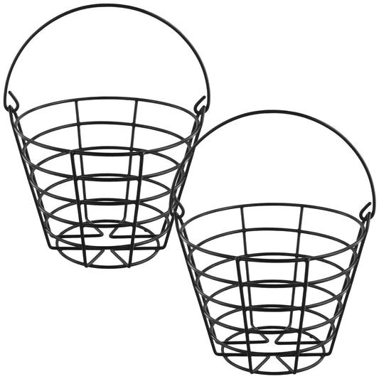 HAKZEON 2 PCS Stainless Metal Golf Ball Basket, Holds 100 Balls Golf Ball Container Bucket, Golf Container with Handle