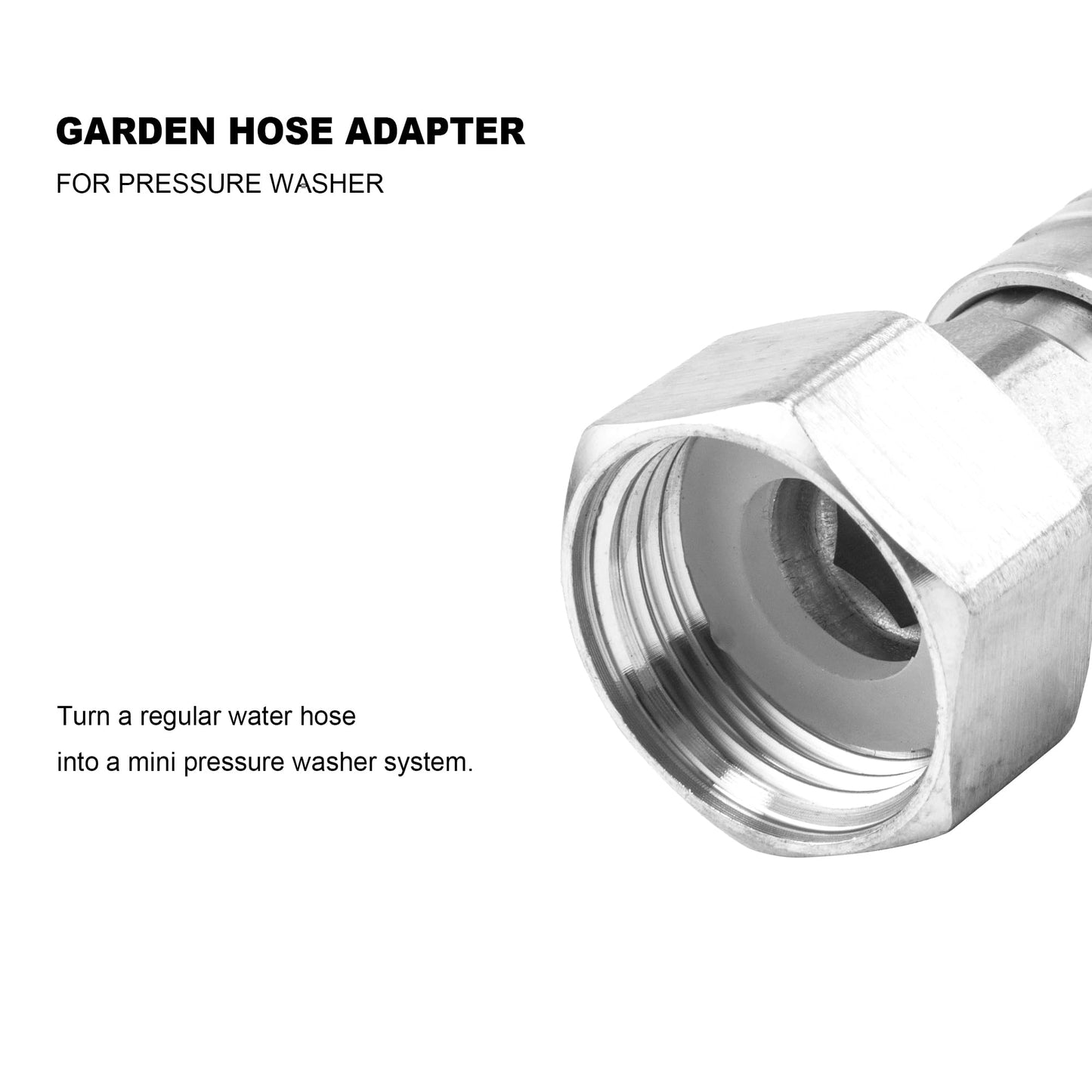 Raincovo Garden Hose to Pressure Washer Adapter, 3/4” GHT to 1/4” Quick Connect, Convert Water Hose to Power Washer Connector, Car Washing Nozzle & Hose Attachment, Stainless Steel, 2 Pack