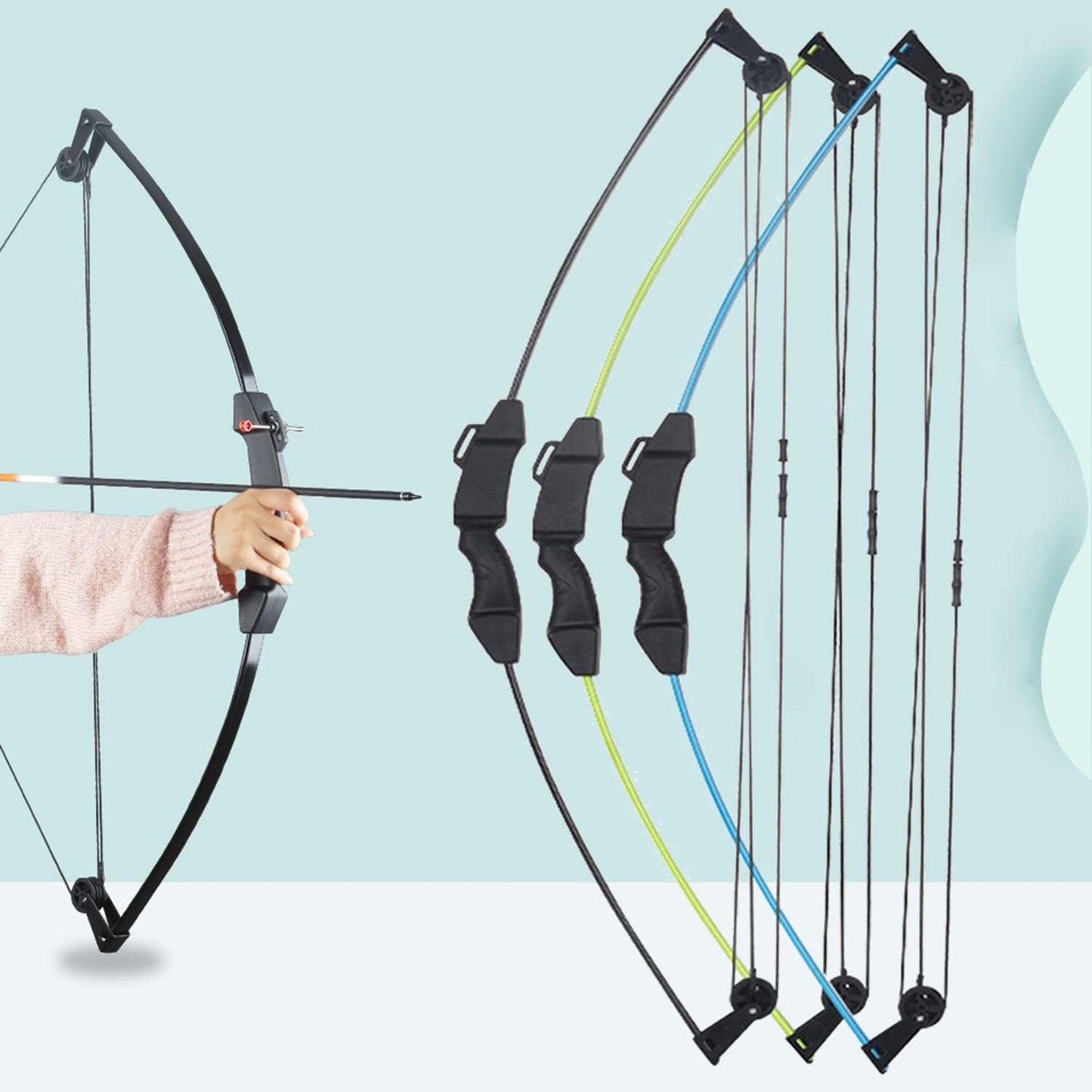 SOPOGER Youth Compound Bow and Arrow Set - Beginner Archery Kit with 15-18 LB Draw Weight, 8 Arrows & Target Paper