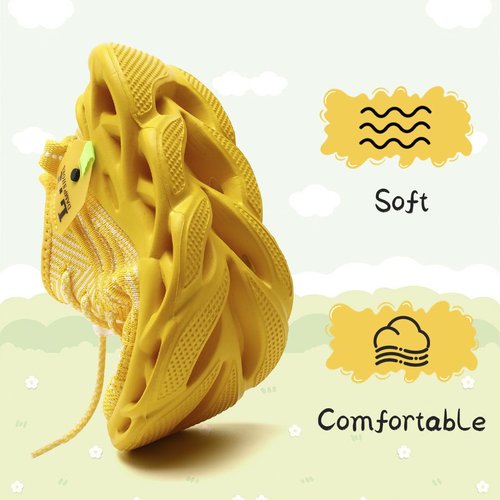 GDEBYZ Boys Girls Shoes Slip on Kids Sneakers Running Walking Tennis Casual Lightweight Comfortable Non-Slip Breathable Gym Fashion Shoes for Little Kid/Big Kid Yellow Size 1.5