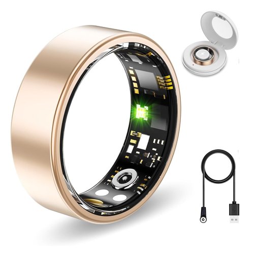 Smart Health Rings for Women Men, Fitness Tracker with Heart Rate, Blood Oxygen, HRV, Sleep Tracker, Step Tracker, No Subscription Fee, IP68 Waterproof Smart Ring for iphone & Android (Rose Gold, 7)