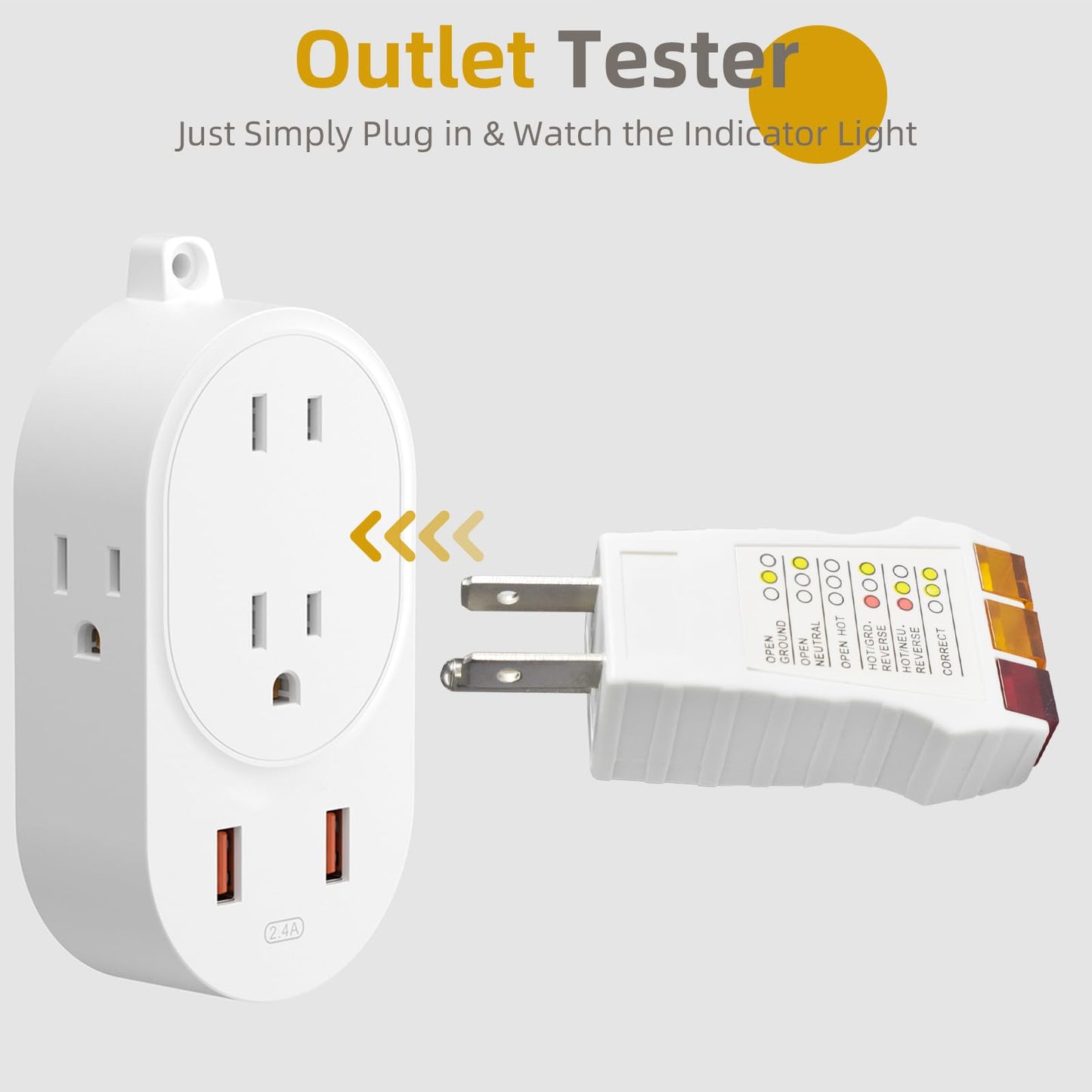 Outlet Tester, Circuit Tester for Grounding Products, Electric Outlet Tester Plug in, Socket Tester for North American Outlets