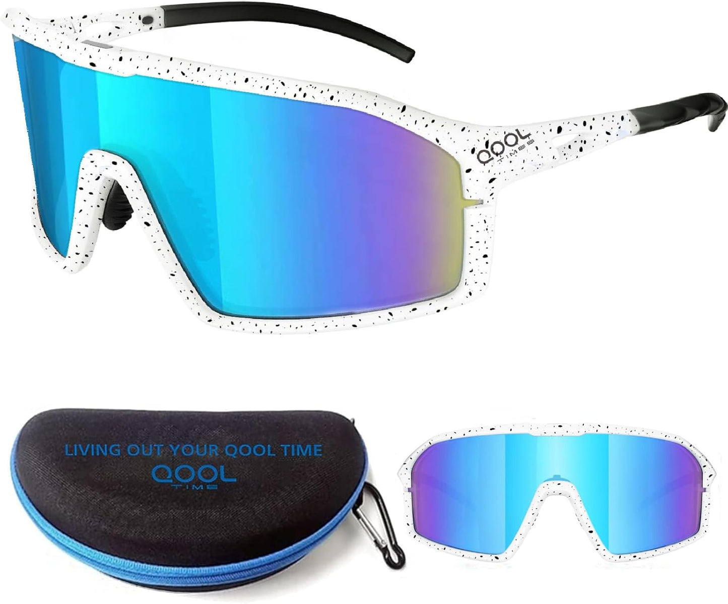 Qool Time Polarized Cycling Sunglasses - Unisex Sports Eyewear for Golf, Running, MTB & Outdoor Activities