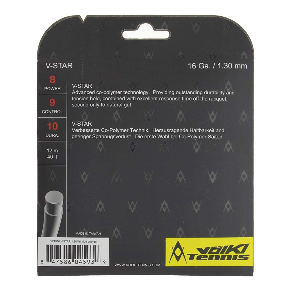 Volkl V-Star | Tennis Racquet String | Spin & Control | Smooth Finish Co-Polymer String