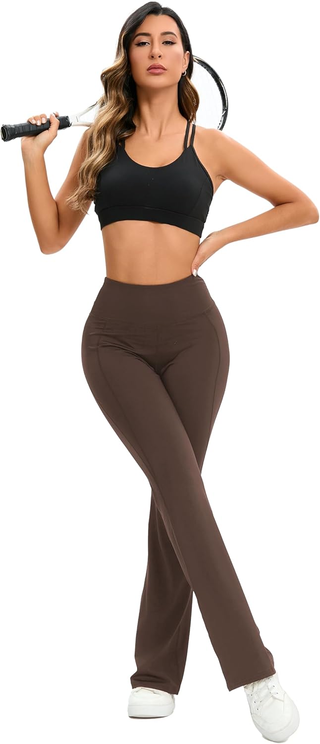 Skiennix Flare Leggings for Women - High Waisted Yoga Pants with Tummy Control | Casual Bell Bottoms