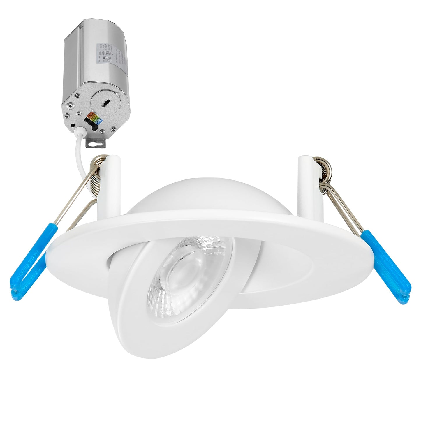Maxxima 2 in. Rotatable Ultra-Thin Recessed LED Floating Gimbal Downlight, 400 Lumens, 5 CCT Selectable 2700K/3000K/3500K/4000K/5000K, Dimmable, 90 CRI, IC Rated, Canless, Junction Box Included