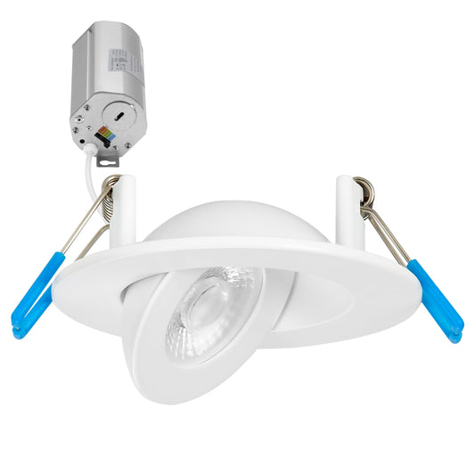 Maxxima 2 in. Rotatable Ultra-Thin Recessed LED Floating Gimbal Downlight, 400 Lumens, 5 CCT Selectable 2700K/3000K/3500K/4000K/5000K, Dimmable, 90 CRI, IC Rated, Canless, Junction Box Included