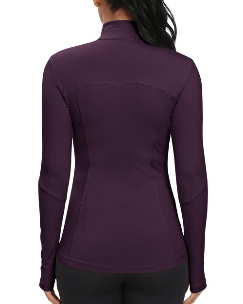 GYM RAINBOW Workout Jackets for Women, Full Zip Slim Fit Lightweight Athletic Running Sports Track Jacket with Pockets(Dark Magenta,Large)