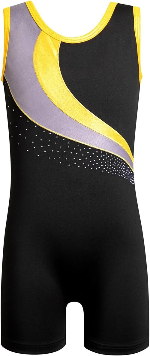 HOZIY Leotards for Girls | Sparkly Biketard with Snowflake Ribbon in Blue, Purple & Hot Pink