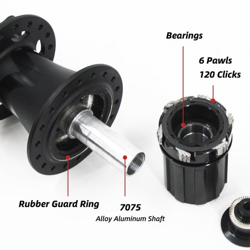 rningo MTB Bike Hubs 32H/36Holes Disc Brake, Rear Hub HG for 8/9/10/11/12 Speed ，Sustain Quick Release Switch Thru Axle and Fit for Road Bike Hub (Black, 36H)