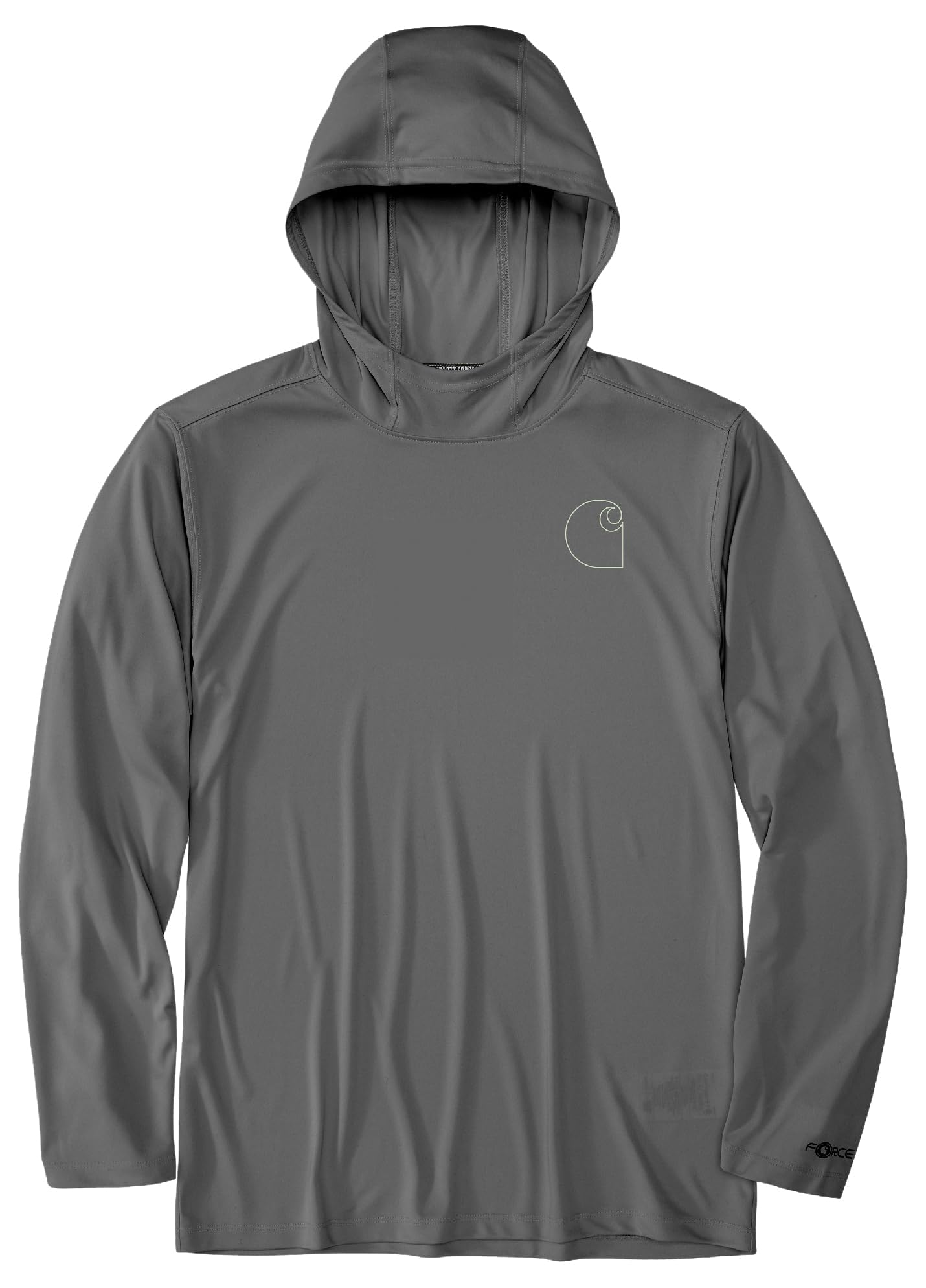 Carhartt Men's Force Sun Defender™ Lightweight Long-Sleeve Hooded Logo Graphic T-Shirt, Steel, Large/Tall