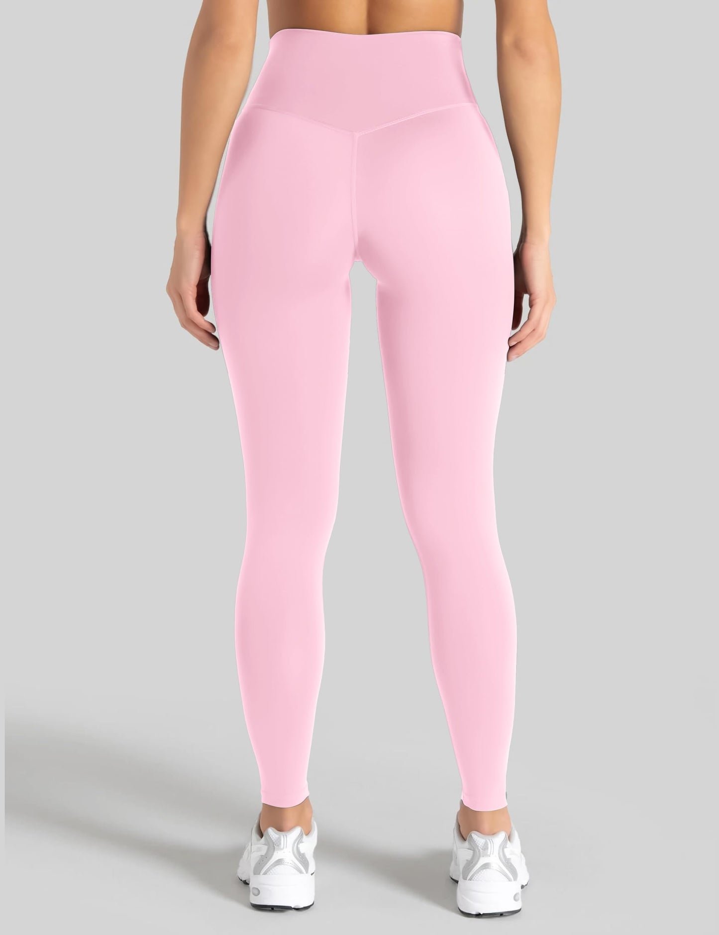 Unthewe Naked-Feel No Front Seam Leggings for Women - High Waisted Buttery Soft Workout Yoga Pants 25"(U810-Pink-L)