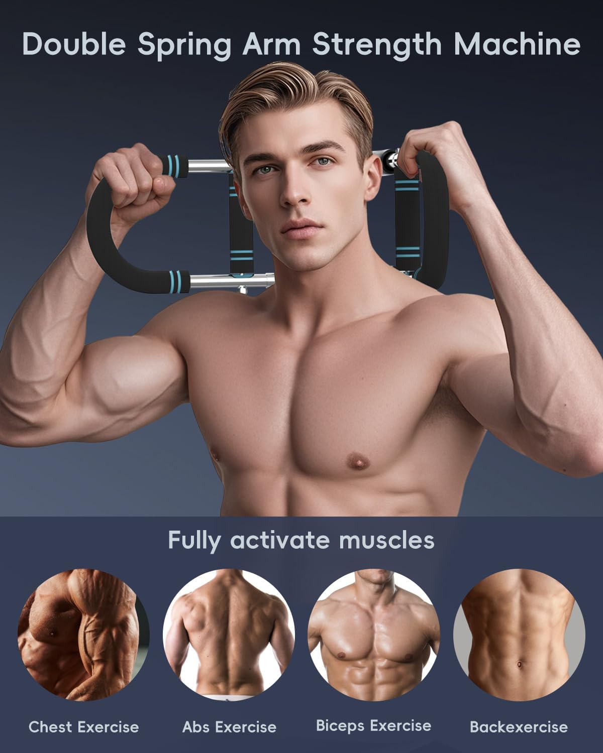 Twister arm Trainer, 60-110lb Adjustable Resistance Chest Workout Equipment,Chest Trainer for Men,Forearm Trainer,Forearm Power Exercise Bar,Portable Detachable Design