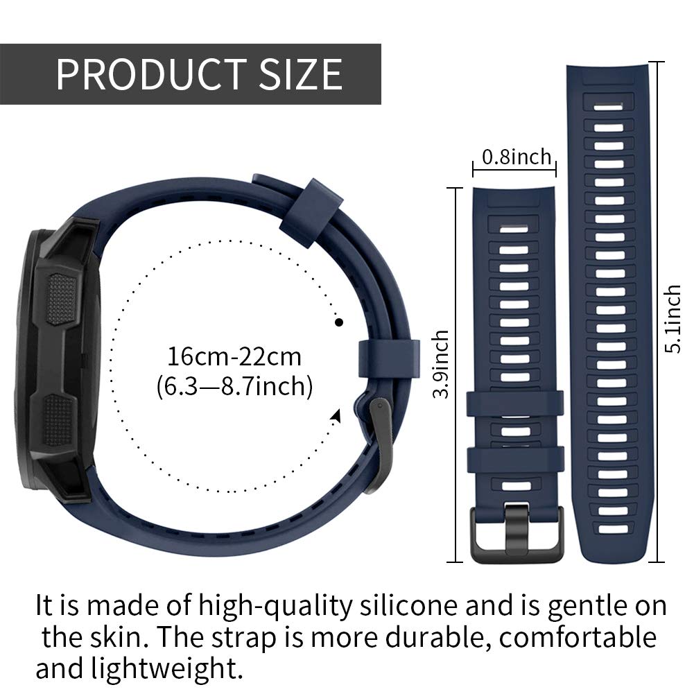 Watbro Bands Compatible with Garmin Instinct Sports GPS, Soft Silicone Adjustable Replacement Wristbands for Garmin Instinct/Tide/Tactical