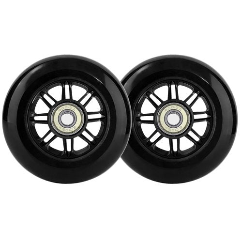 VORTRACK Pro Kick Scooter Replacement Wheels 100mm Pair - High-Speed Smooth Bearings Installed, Heavy Duty PU Wheels for Universal Scooter Repair (Black)