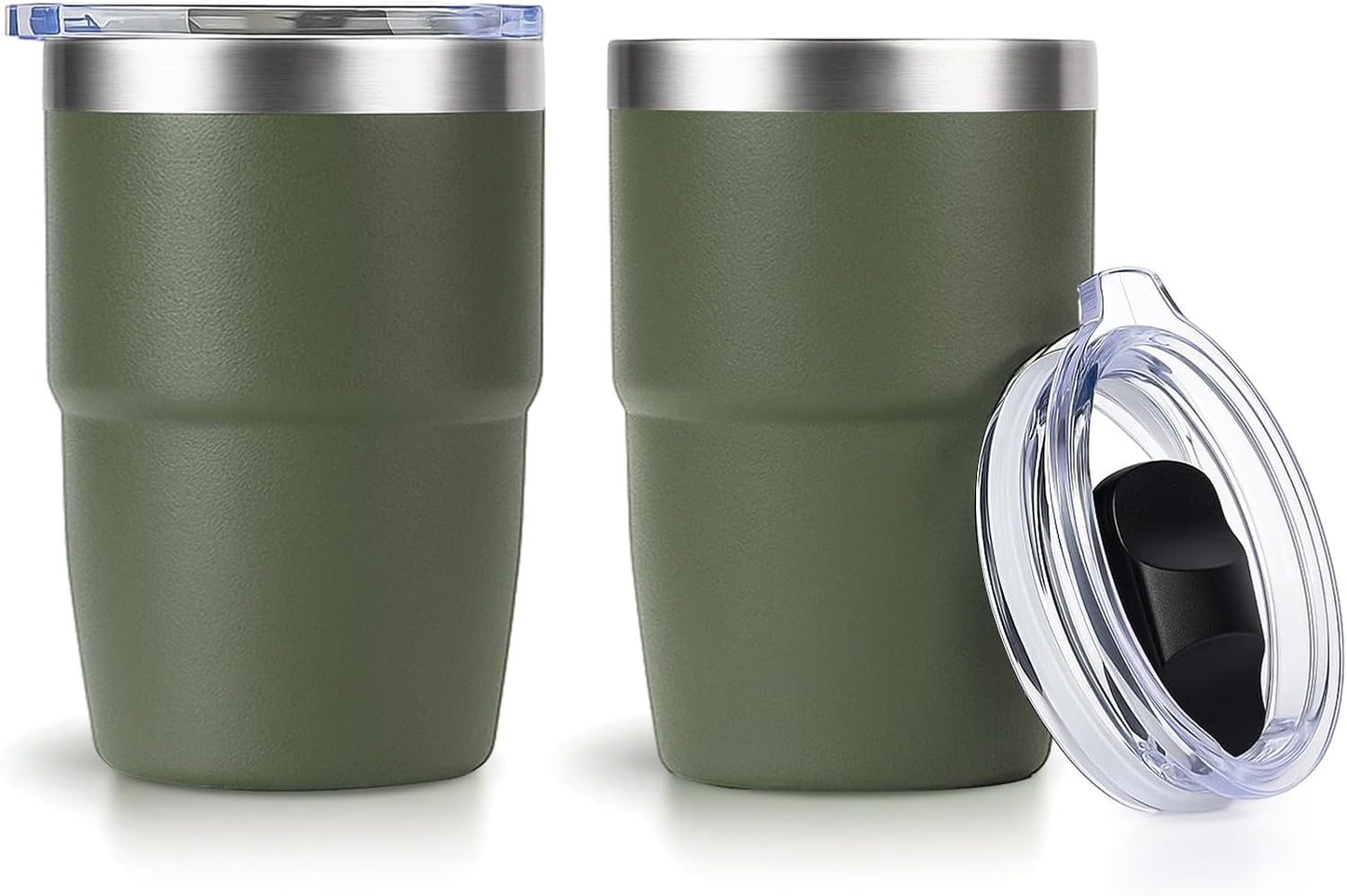 Zenbo Stackable Espresso Cups - 8 oz Ceramic-Lined Stainless Steel Tumblers | Double-Wall Insulated, Dishwasher Safe (Sage Green - 2 Pack)