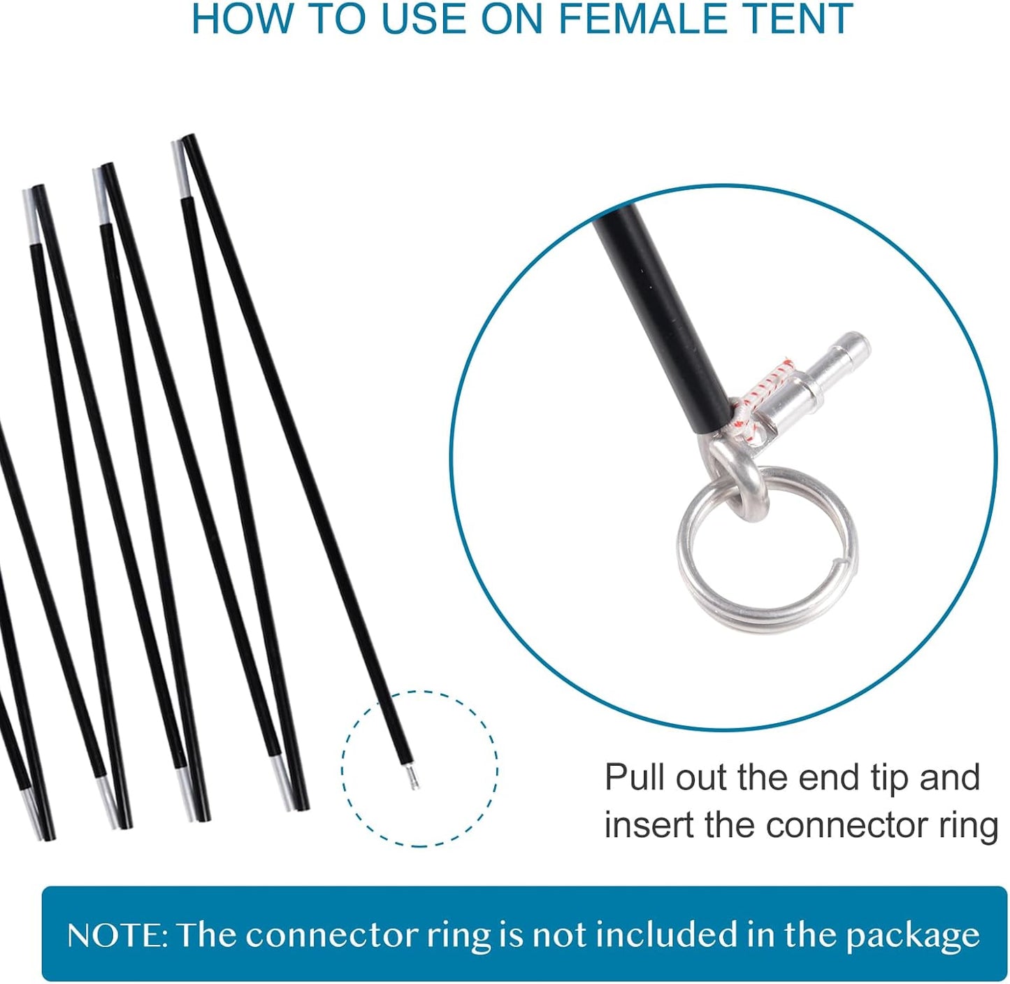 Skiennix Aluminum Tent Poles - Pre-Assembled Black Replacement Rod for 7001 T6 Heated Camping