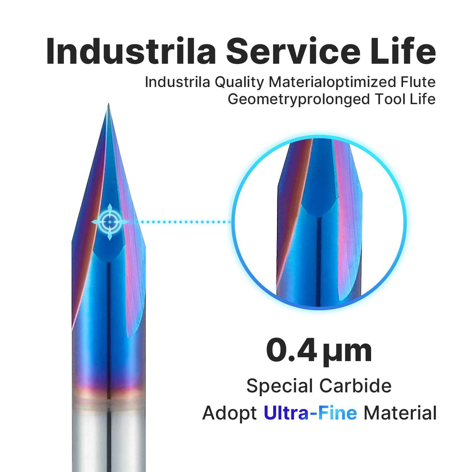 Turnextte 30 Degree V-Groove Engraving Bit, Carbide CNC Chamfer End Mill 3 Flutes 1/4 inch Cutting Diameter and 1/4 inch Shank with Nano Blue Coated Carbide End Mill for Carving Engraving