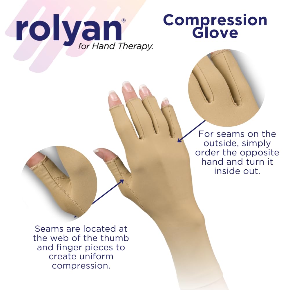 Rolyan Compression Glove, Fingerless Compression Glove for Arthritis for Men & Women, Arthritis Compression Gloves for Carpal Tunnel, Compression Glove for Swelling, Right Hand, Medium, Open Finger