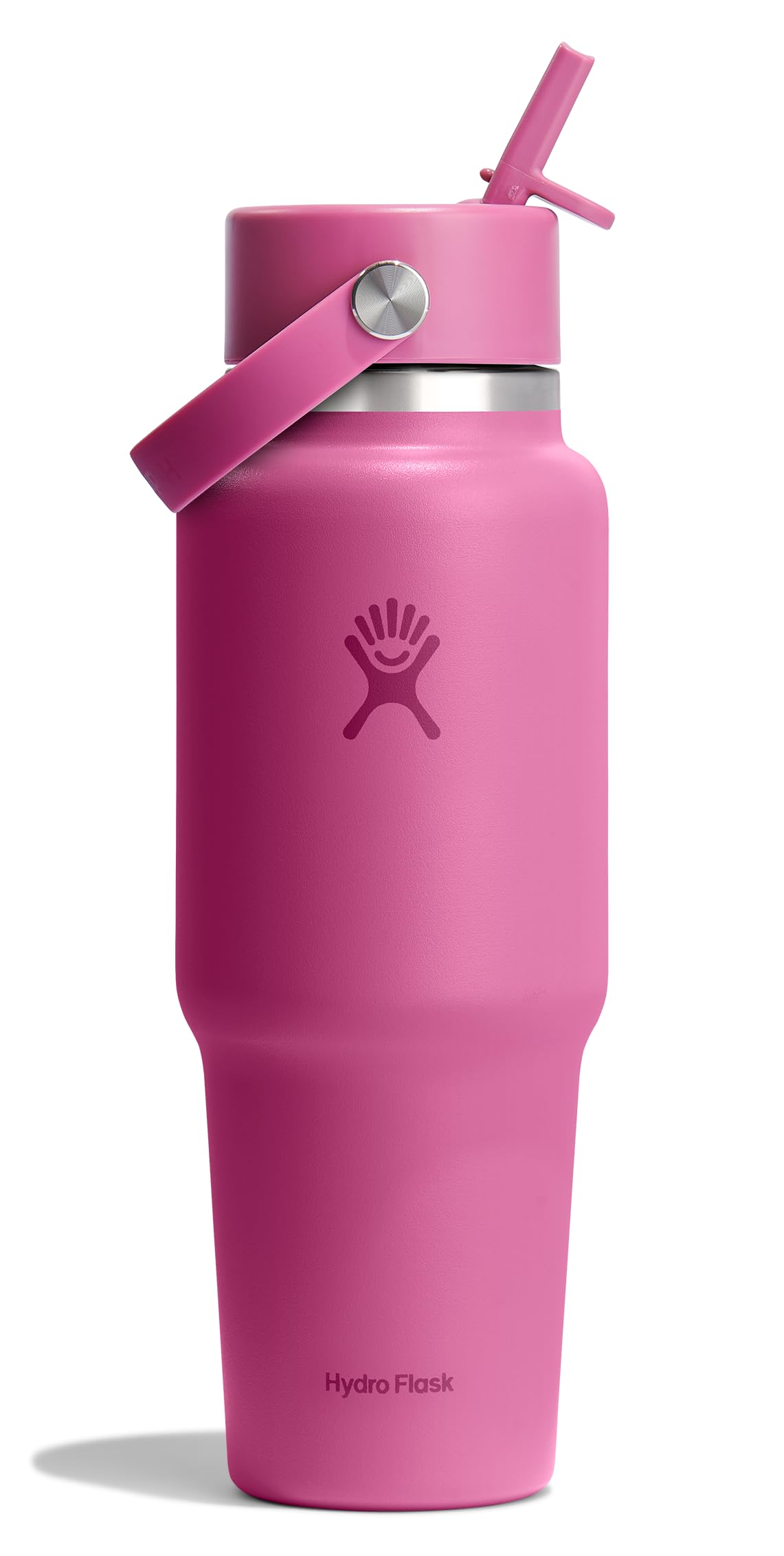 Hydro Flask Travel Water Bottle - Insulated Stainless Steel - Wide Straw Lid, Non Spill, Leakproof in 32 Oz Reef Pink