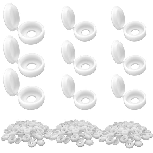 Duricient 150 Pcs 3 Sizes Screw Cover Caps, Smooth Plastic Caps for Covering Screw Nail Hole, 3 Sizes (Hole Diameter 4mm, 5mm, 6mm)(White)