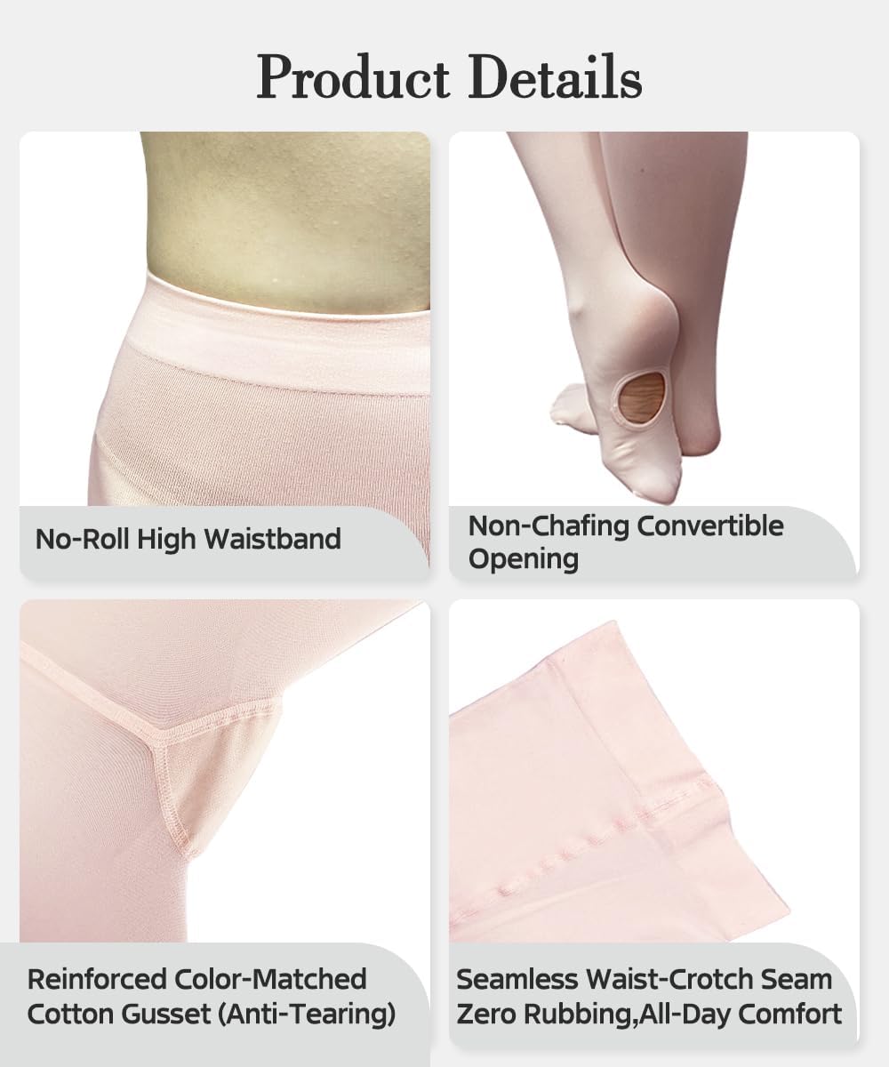 Regine Switzerland Women's Ballet Tights | Ultra Soft Convertible Opaque for Jazz, Yoga & Stage Performance