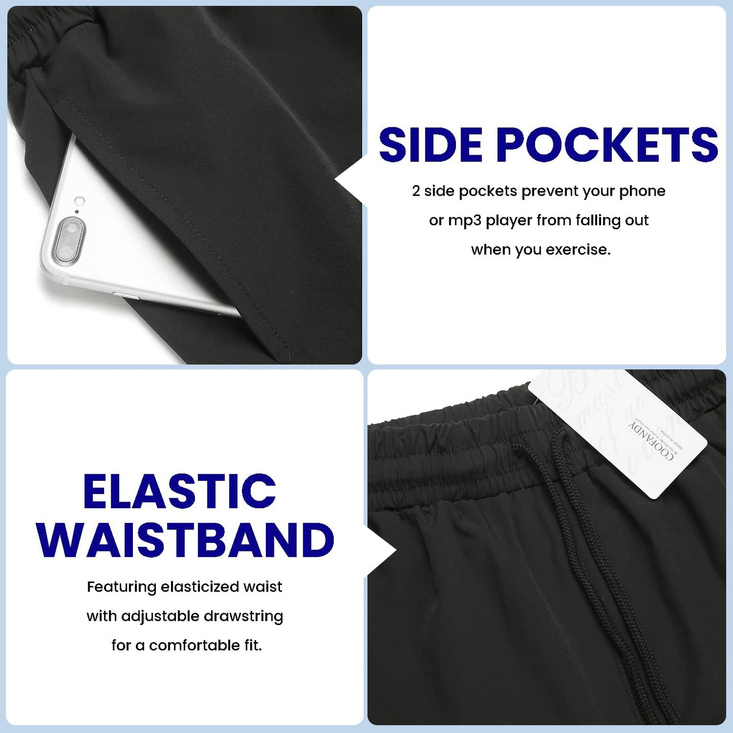 COOFANDY Mens 2 Pack Athletic Shorts 7 Inch Quick Dry Breathable Lightweight Gym Workout Shorts with Pockets Black/Dark Grey