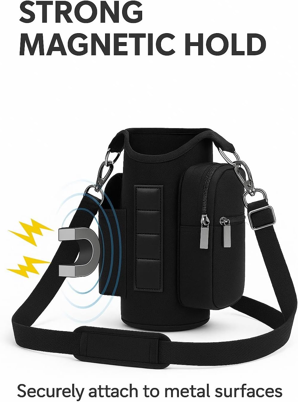 Skiennix Magnetic Gym Bag Water Bottle Carrier - Phone Pockets & Shoulder Strap Organizer