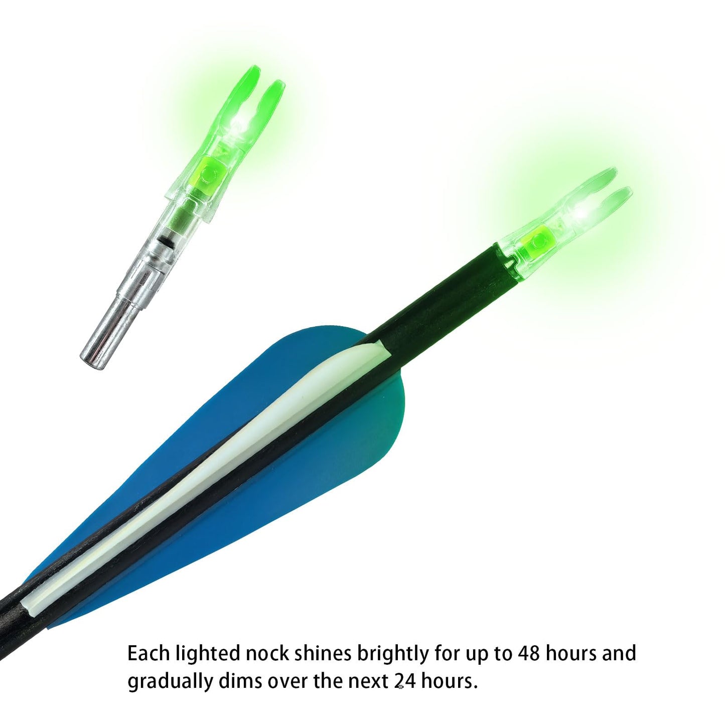 xxiaojun 18PCS Lighted Nocks for Arrows Universal with .204 .233 .244 .246 Inside Diameter with H, S, Gt Bushings,High Visibility Led Lighted Nocks for Archery Hunting,On/Off Switch Included.