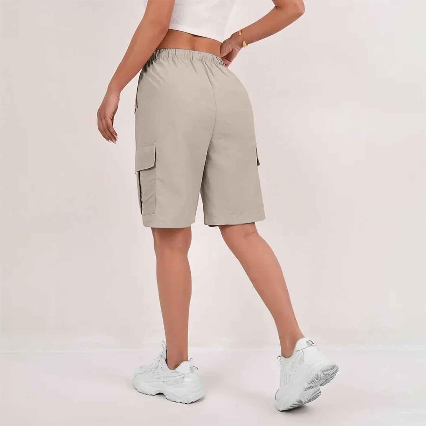Skiennix Bermuda Shorts for Women - Quick Dry Cargo Shorts with Pockets | Knee Length Hiking Shorts