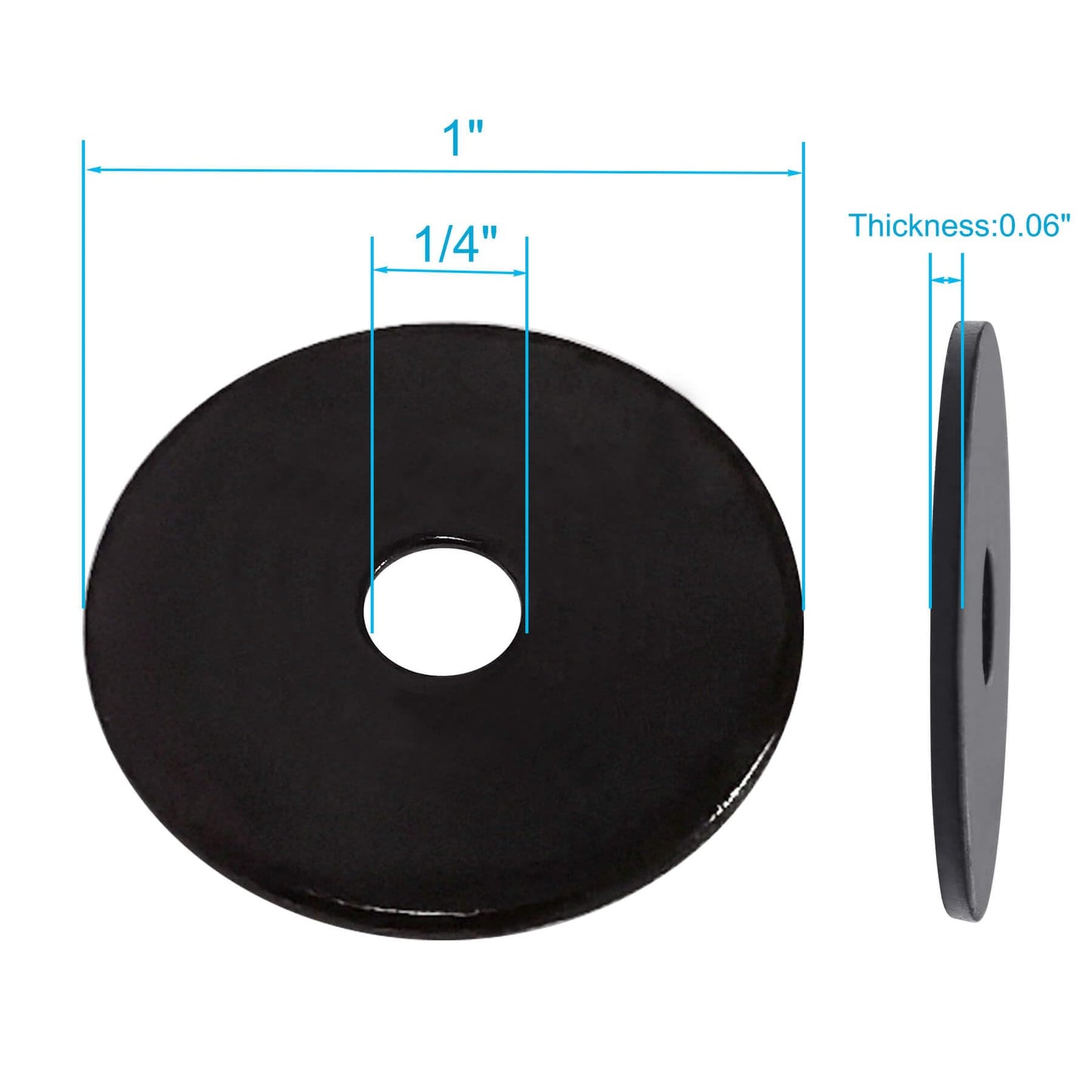 Wulankd 100 Pack 1/4" ID x 1" OD Fender Washer, Black Oxide, 18-8(304) Stainless Steel, Washers for 1/4" Screws & Bolts