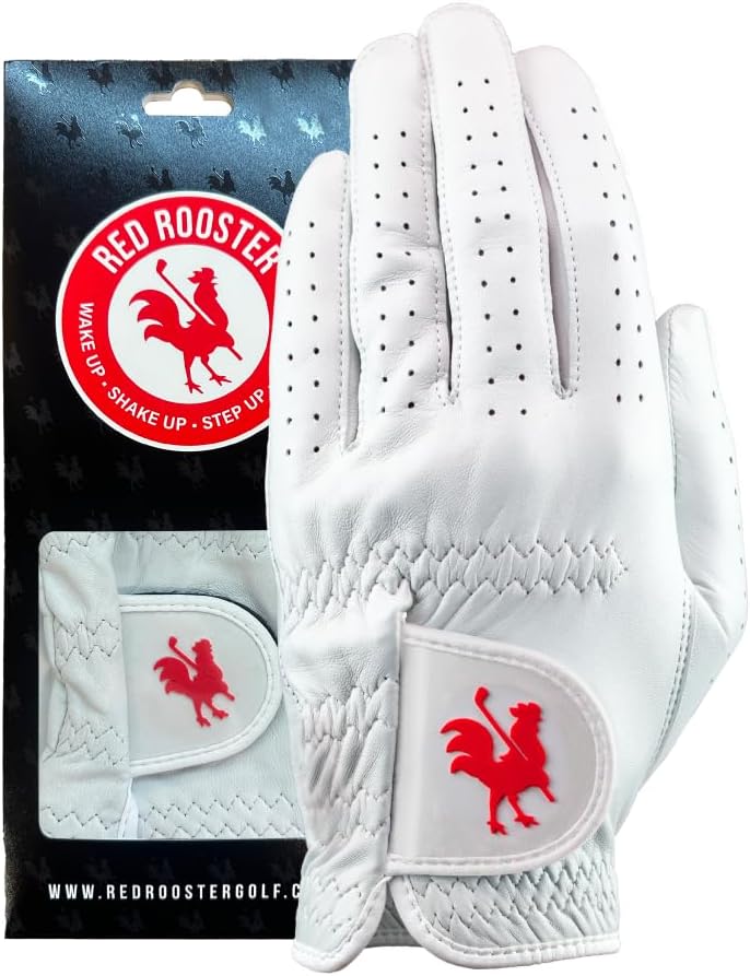 Red Rooster Sussex Premium Golf Glove - Ultra-Thin Cabretta Leather, White, Tournament Design
