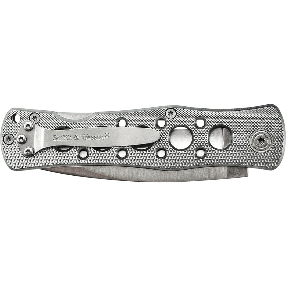 Smith & Wesson Extreme Ops CK6AEU 8.1in S.S. Folding Knife with 3.5in Serrated Drop Point Blade and Aluminum Handle for Outdoor, Tactical, Survival and EDC