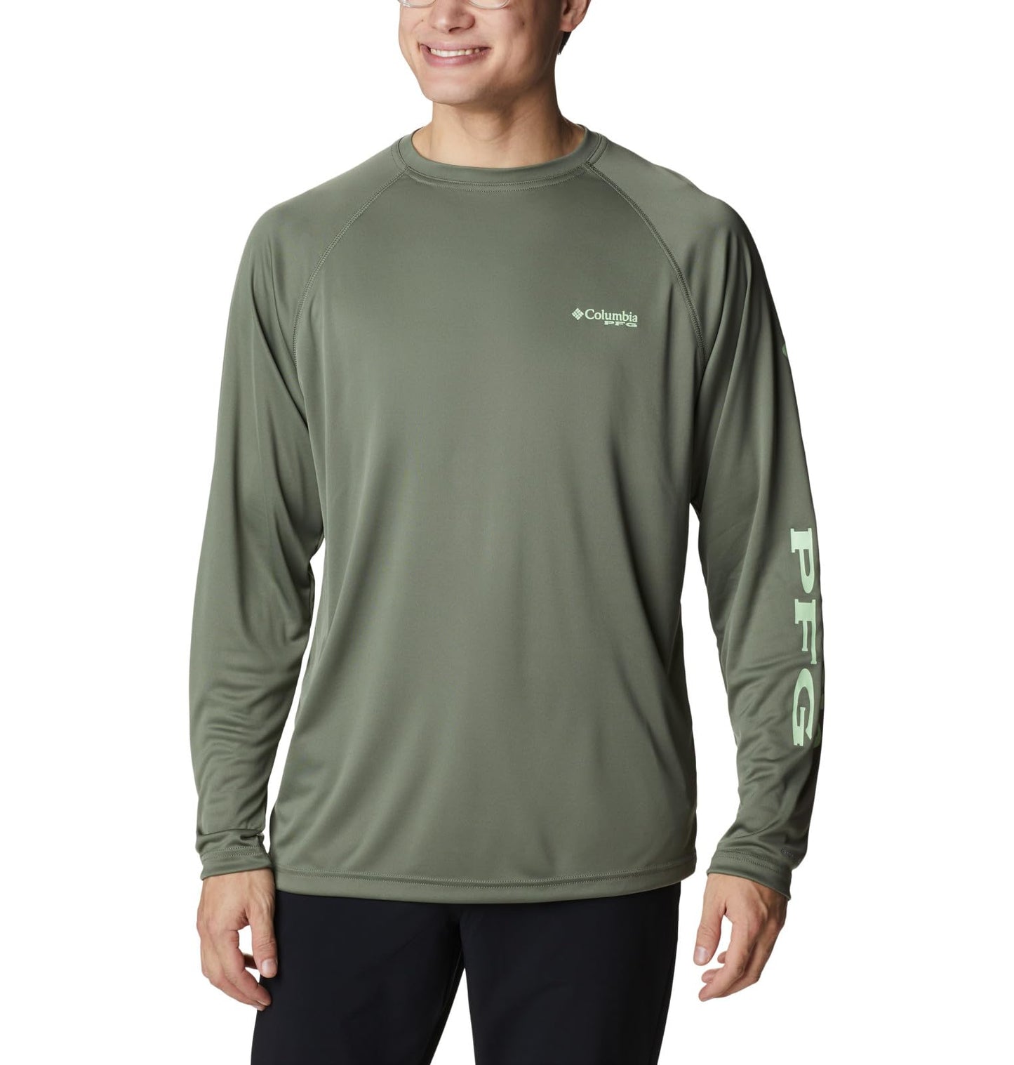 Columbia Men's Terminal Tackle Long Sleeve Fishing Shirt, Cypress/Key West Logo, X-Small