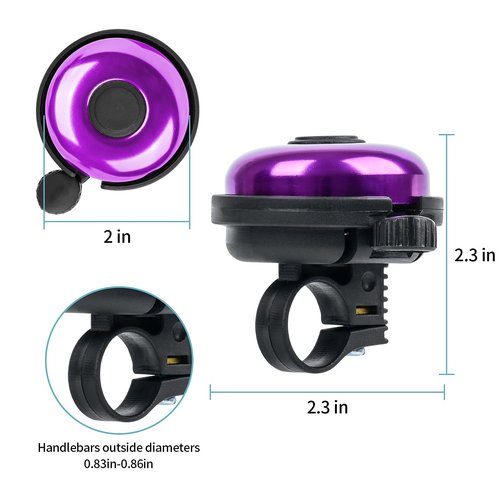 Xthuge Classic Bike Bell, Aluminum Bicycle Bell, Loud Crisp Clear Sound Bicycle Bike Bell for Adults Kids(Purple-Right Hand Use)