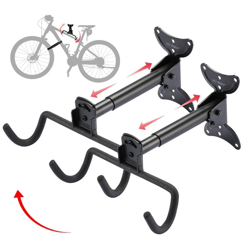 UU-Major Bike Wall Mount,Heavy Duty Bike Hanger, Mounted Bike Hook for Garage Wall,Horizontal Bike Rack for MTB,Road And Hybrid Bikes Storage,Thicker Metal With Rubber Coating.(Adjustable*2 Pack)