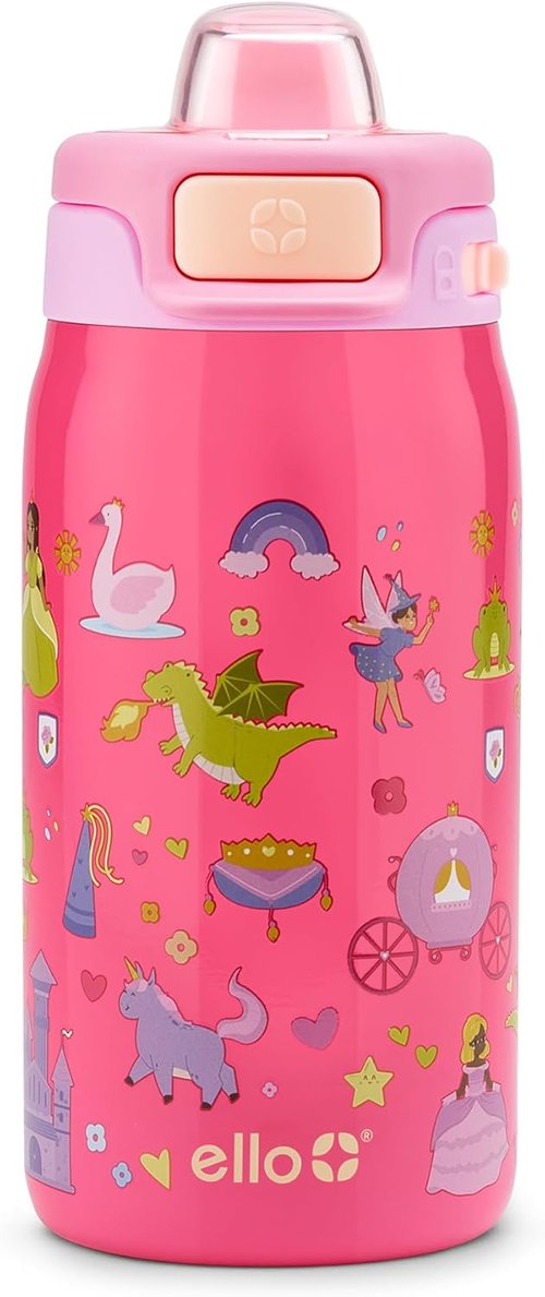 Ello Kids 12oz Pop & Fill Toddler Water Bottle - Quick Fill Lid, Leak Proof, BPA Free | Royal Palace