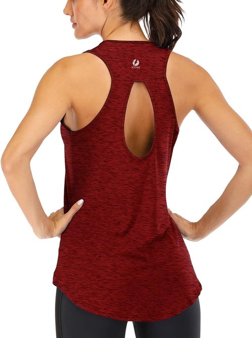 ICTIVE Yoga Tops for Women - Loose Fit Backless Sleeveless Workout Tank | Keyhole Open Back Design