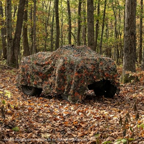 TrueStalk 5x16.4ft Woodland 3D Leaf Camo Netting, Tear-Resistant Mesh, Camouflage Cover